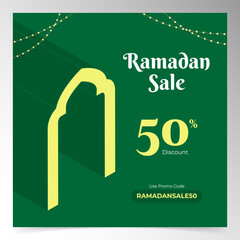 Festive Ramadan Promotion Graphic with Traditional Lanterns and Modern Typography