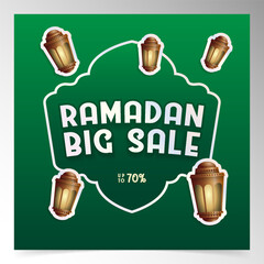 Festive Ramadan Promotion Graphic with Traditional Lanterns and Modern Typography