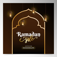 Festive Ramadan Promotion Graphic with Traditional Lanterns and Modern Typography