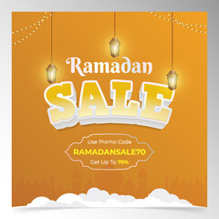 Festive Ramadan Promotion Graphic with Traditional Lanterns and Modern Typography