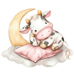 funny cow laying on a pillow