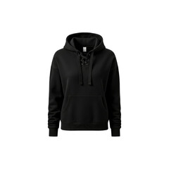 Black hoodie with lace up detail isolated