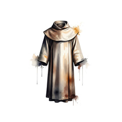 Monk robe watercolor illustration on Transparent Background