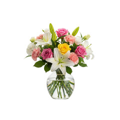 Elegant bouquet of flowers in glass vase