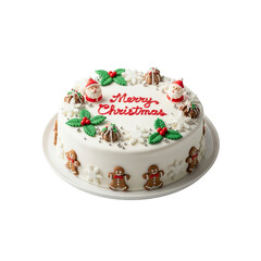 Festive Christmas Cake with Gingerbread and Santa