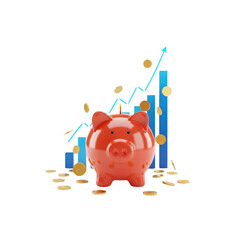 Piggy Bank with Growing Finance Chart