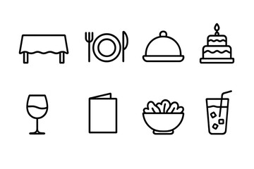 Dining and restaurant outline icon set. Food and beverage icons collection