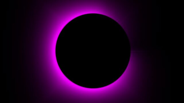 Abstract purple glowing circle rim light resembling solar eclipse on black background