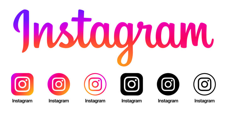 Instagram App Icon and Logo vector SVG in colorful and black & white versions, part of social media icon set with transparent background for clean and scalable design use.