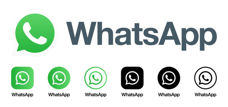 WhatsApp App Icon and Logo vector SVG in colorful and black & white versions, part of social media icon set with transparent background for clean and scalable design use.
