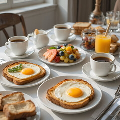 breakfast with coffee and croissant