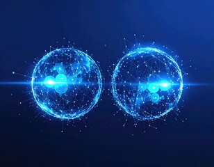 Obraz premium Interconnected spheres glow with digital, blue light