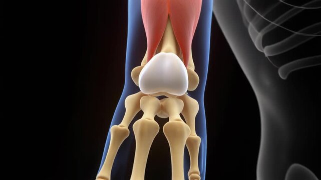 3D Orbital View of Human Pisiform Bone and Surrounding Anatomy