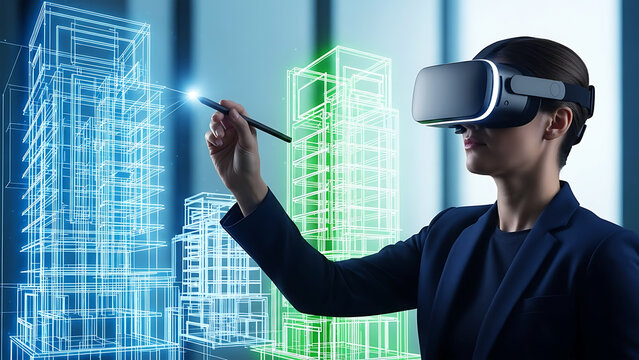 Architect designing virtual building - Powered by Adobe