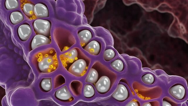 Microscopic view of osteoclast bone resorption process