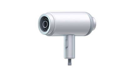 A sleek 3d security camera with a black lens and metal housing is isolated on a white background as a piece of modern surveillance technology equipment for video industry security