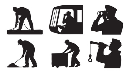 Construction Workers Silhouettes at Worksite