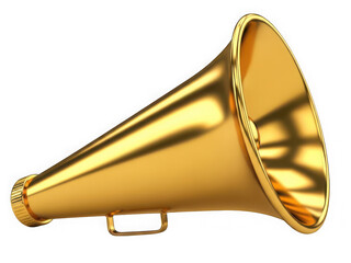 Golden megaphone  isolated on transparent background 