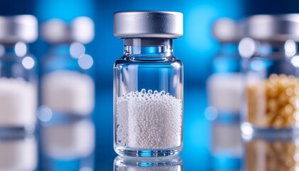 Sterile precipitate beginning to form in clear laboratory vial shown in macro scientific view