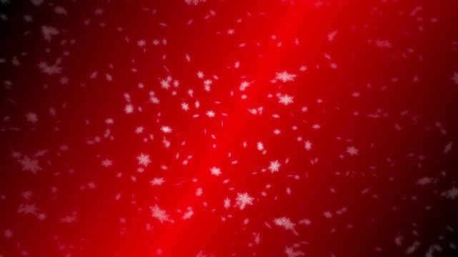 White snowflakes being lit up and falling down on red gradient background. Abstract background for Merry Christmas, Happy Holidays, Season's greetings, Happy Valentine's day and wedding ceremony.