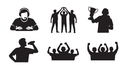 Black Silhouettes of People Celebrating and Supporting Each Other