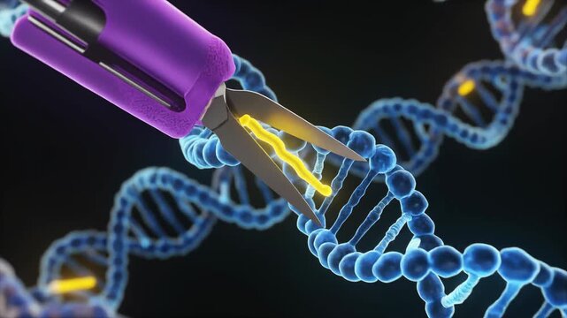 3D Animation of CRISPR-Cas9 Gene Editing Process
