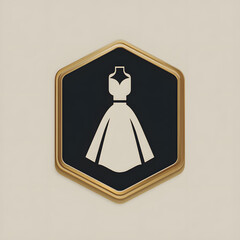 Flat dress icon inside a minimalist badge or emblem
