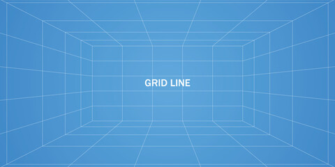 Wireframe grid room space, Interior for design and decoration - Vector illustration