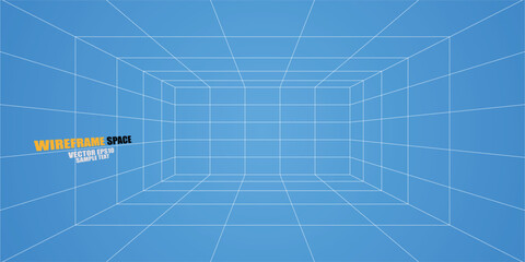 Wireframe grid space (room 6X8 unit), Interior for design and decoration - Vector illustration. EPS10 VECTOR
