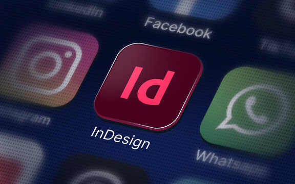 InDesign logo on the digital screen