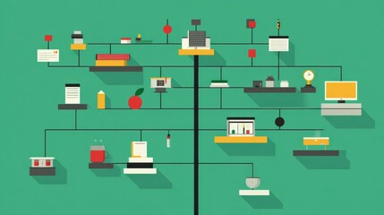 Education Standards System Background With Structured Layout Showing Various Educational Tools and Resources in a Clear Design