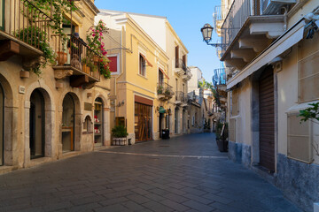 Taormina old town square, Sicily Italy