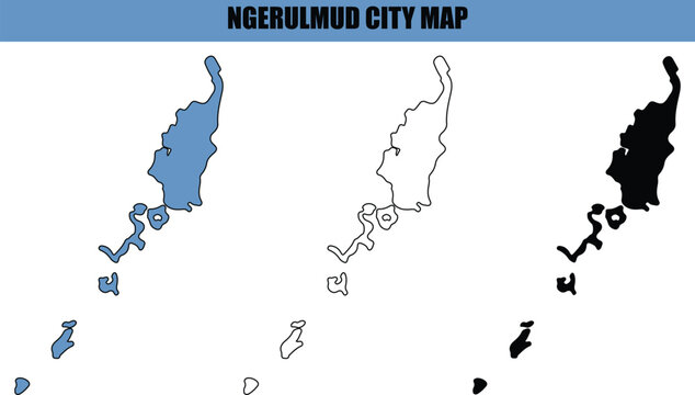 Ngerulmud city map with highlighted areas on white background
