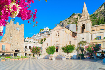Taormina old town square, Sicily Italy