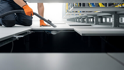 Data Center Underfloor Cleaning Technician Server Room Maintenance