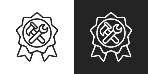 tech badge Icon In Black And White Line Style