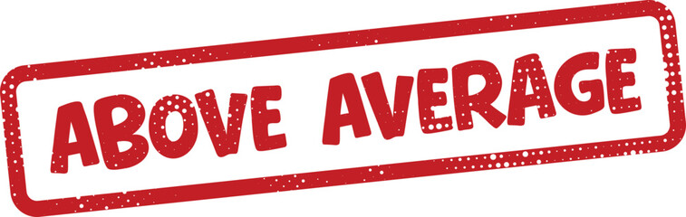 Red above average stamp on white background