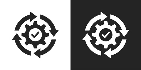 quality cycle Icon In Black And White Glyph Style