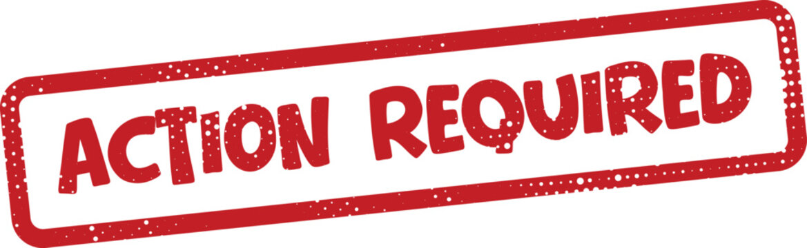 Red action required stamp isolated on transparent background