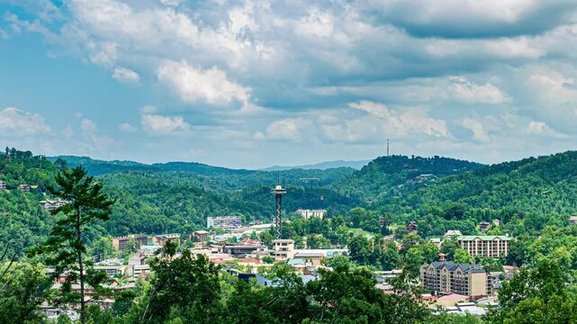 Downtown Gatlinburg, Tennessee Timelapse View