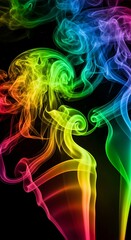 Obraz premium Rainbow Smoke Art - Vibrant Colors Dancing in Darkness.