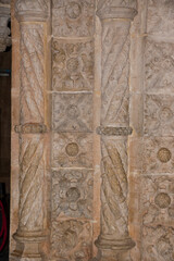 Manueline Stone Columns with Ornate Carvings, Jeronimos Monastery in Lisbon