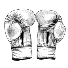 Illustration vector boxing glove with stipple dotted black and white