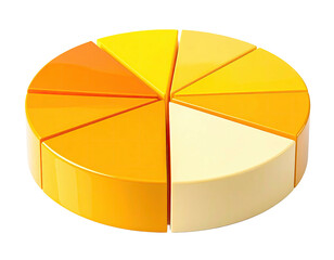 Pie chart, shades of yellow-orange, sectioned in 8