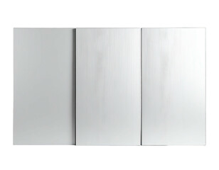 Three white panels in a frame