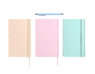 Notebooks in pastel colors with a pen