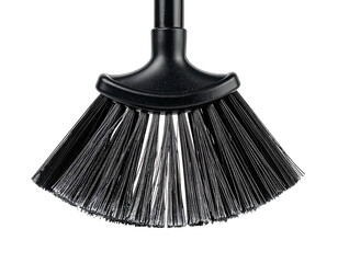 Broom head, bristles fanning, black. Clean look