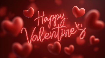 Happy Valentine Day celebration with red hearts creates romantic atmosphere, perfect for expressing love and affection