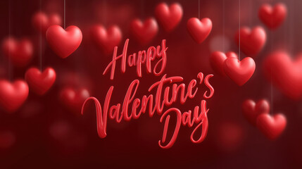 Happy Valentine Day card design featuring red hearts and festive background, perfect for expressing love and affection