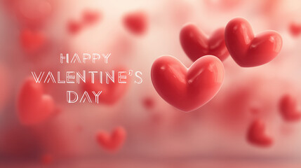 Happy Valentine Day card features floating red hearts, creating romantic and festive atmosphere perfect for love celebrations